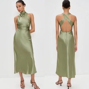 Reformation Cassette Silk Dress |
Artichoke Green | Size 0